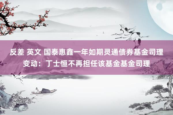 反差 英文 国泰惠鑫一年如期灵通债券基金司理变动：丁士恒不再担任该基金基金司理
