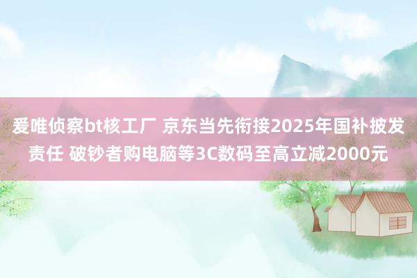 爰唯侦察bt核工厂 京东当先衔接2025年国补披发责任 破钞者购电脑等3C数码至高立减2000元